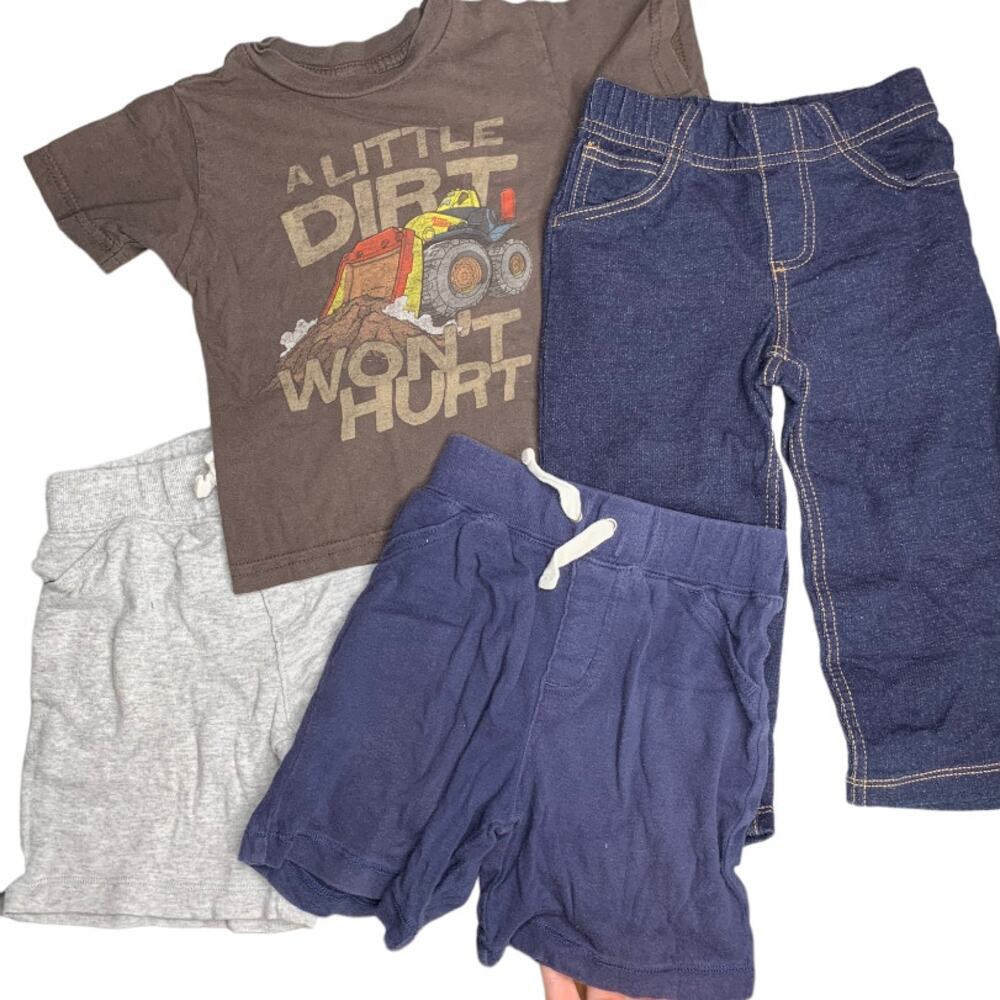 bundle 4 clothes tonka truck tee Carters jeggings, 2 pull on shorts 24 months